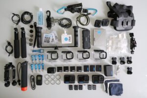 In questa foto si vede la mia attrezzatura video completa