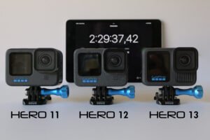 In questa foto si vedono la GoPro HERO 11, 12 e 13.