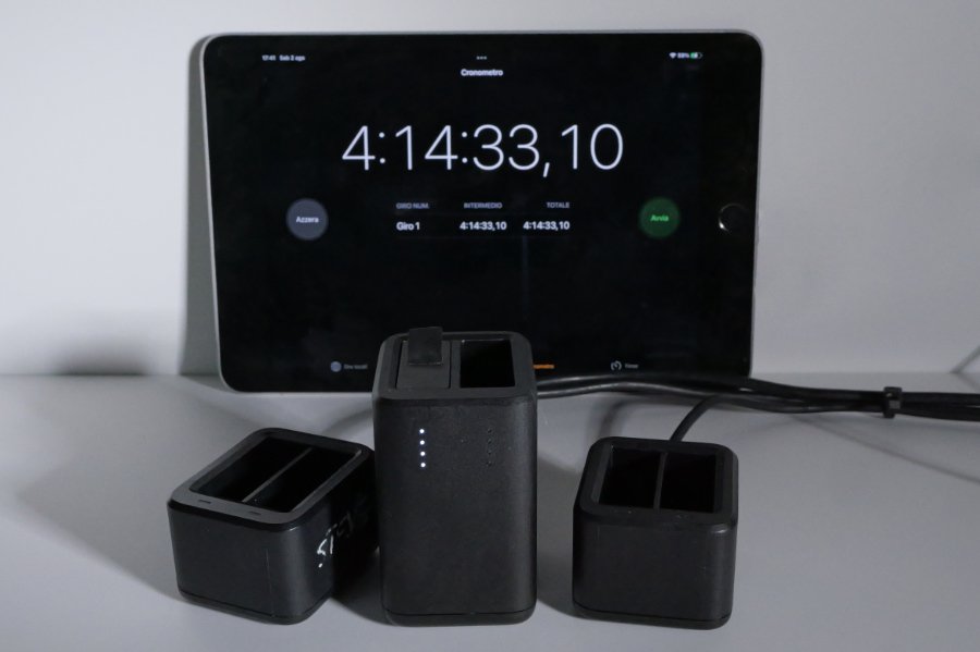 La batteria Hero13 si è caricata completamente a 4 ore e 14 minuti.