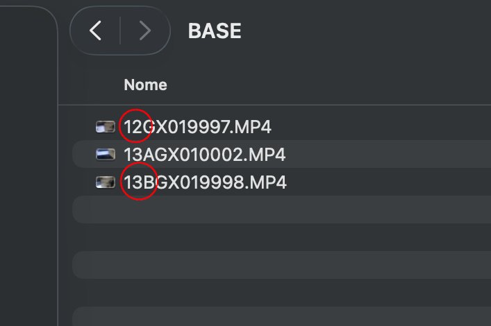 In questa foto si vedono i nomi dei file modificati tramite GoPro Labs.